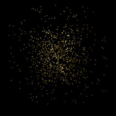 Golden glitter and sparkles. Gold confetti explodes with a splash of golden sand. A glitter and luxury design element confetti for celebration with glowing golden particles.