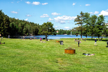 A swimming spot by a beautiful lake just outside Stockholm, Sweden
