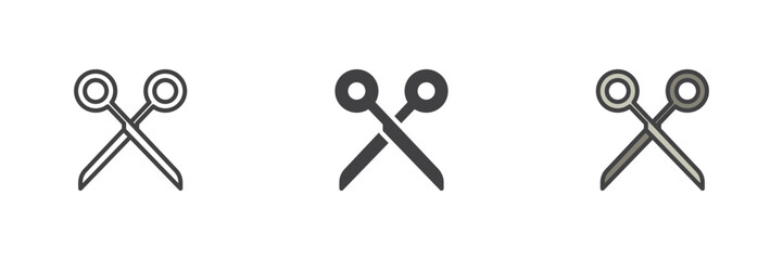 Scissors different style icon set
