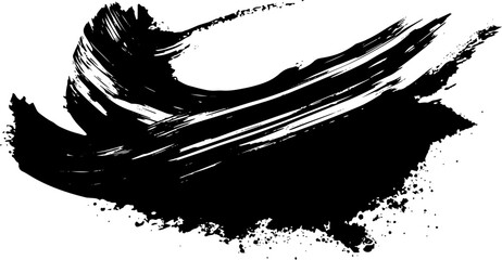 Black vector artistic paint brush stroke isolated on a white background - obrazy, fototapety, plakaty