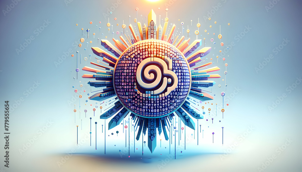Aufkleber 3d flat icon as binary bliss a binary code backdrop that signifies the digital age perfect for tech 