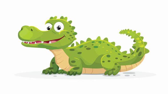 Cartoon happy crocodile isolated on white background