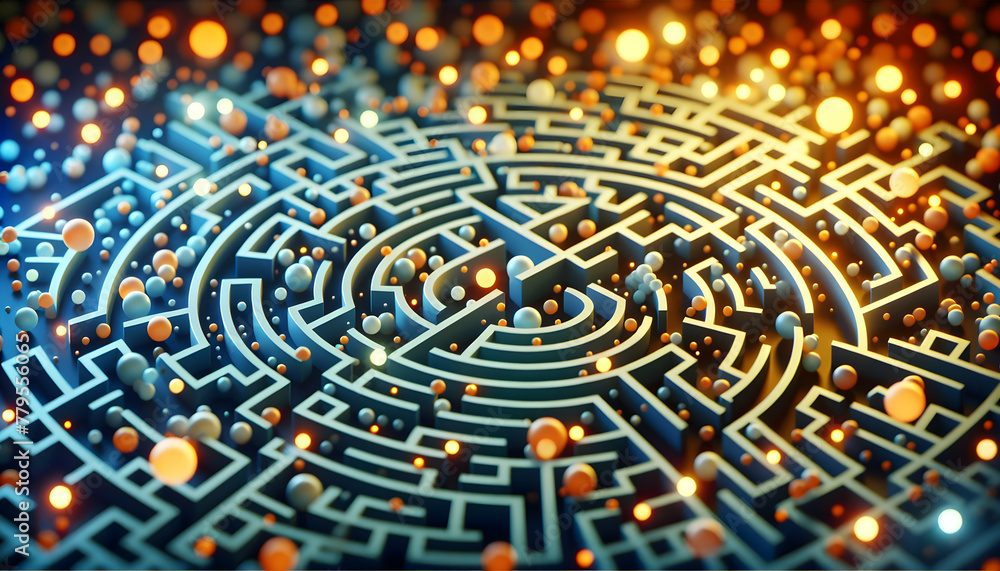 Aufkleber 3d flat icon as bokeh labyrinth a labyrinth of bokeh lights challenging viewers to find their path t