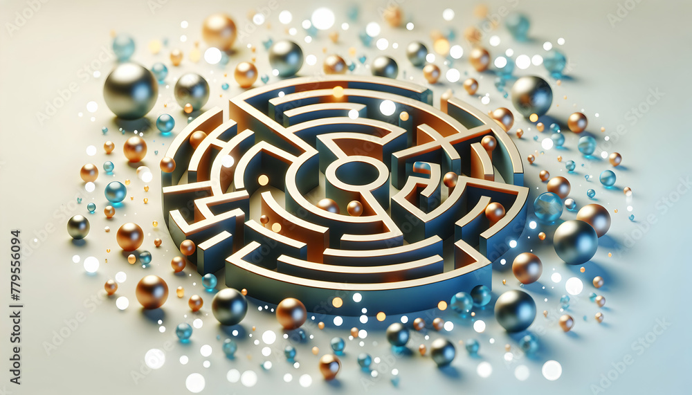 Aufkleber 3d flat icon as bokeh labyrinth a labyrinth of bokeh lights challenging viewers to find their path t