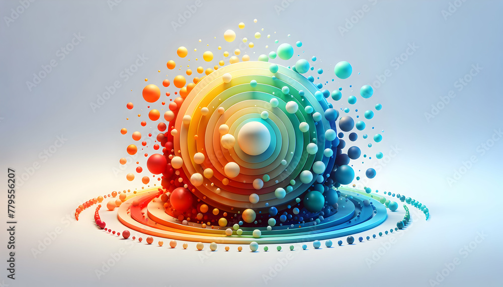Aufkleber 3d flat icon as bokeh spectrum a spectrum of bokeh lights each orb a different hue representing dive