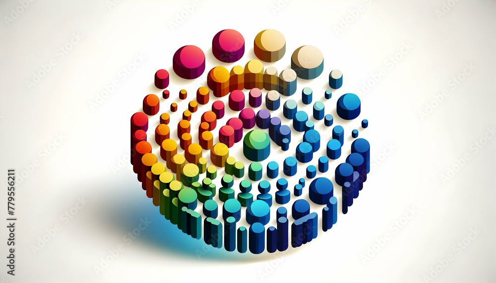Aufkleber 3d flat icon as bokeh spectrum a spectrum of bokeh lights each orb a different hue representing dive