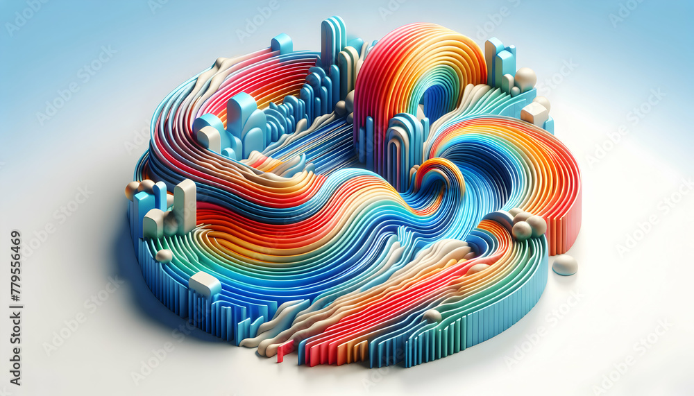 Aufkleber 3d flat icon as chromatic currents flowing colors create a dynamic backdrop resembling the currents 