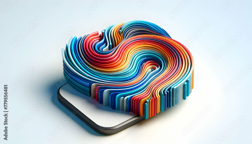 Aufkleber 3d flat icon as chromatic currents flowing colors create a dynamic backdrop resembling the currents 