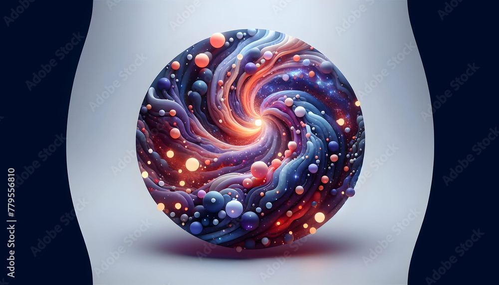 Poster 3d flat icon as cosmic bokeh a cosmic dance of bokeh lights evoking the vastness of space in an abst