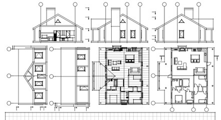 house architectural project sketch 3d illustration	
