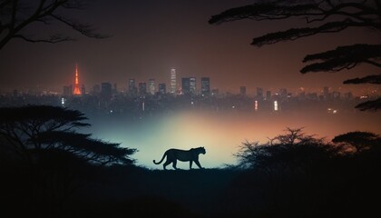 AI generated illustration of a cheetah overlooking Tokyo