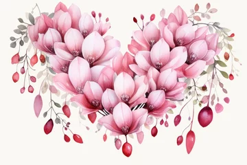 Deurstickers Watercolor bleeding heart clipart with heart-shaped pink and white blooms.flowers frame, botanical border, on white background. © JR BEE