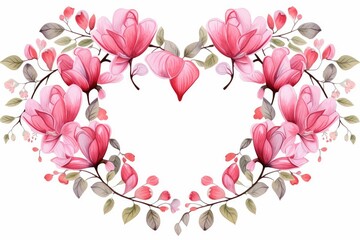 Watercolor bleeding heart clipart with heart-shaped pink and white blooms.flowers frame, botanical border, on white background. - obrazy, fototapety, plakaty