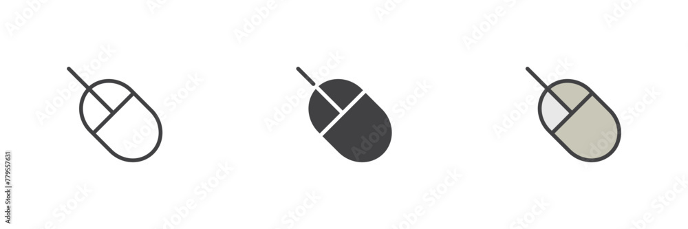 Poster computer mouse different style icon set