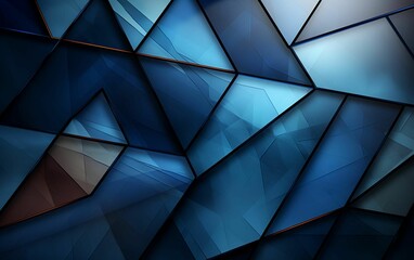 AI generated illustration of an abstract geometric glass pattern in dark blue tones
