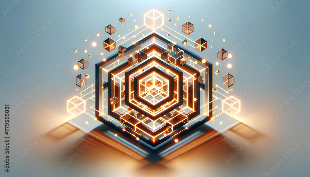 Aufkleber 3d flat icon as geometric glow geometric shapes glow with an inner light creating a structured yet e