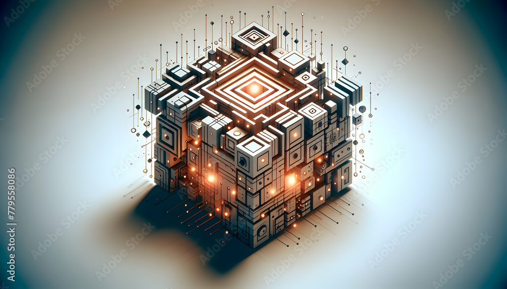 Aufkleber 3d flat icon as geometric glow geometric shapes glow with an inner light creating a structured yet e