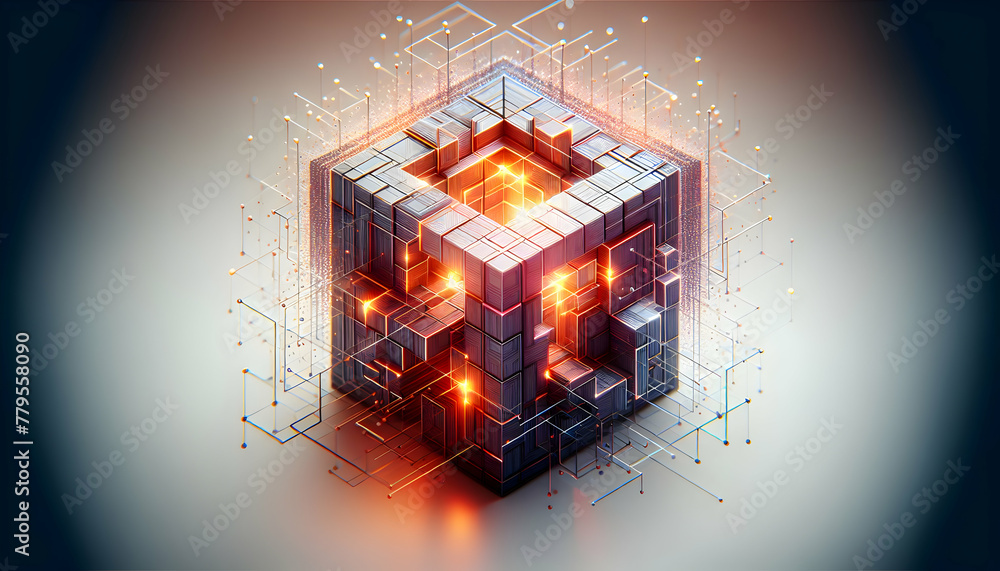 Aufkleber 3d flat icon as geometric glow geometric shapes glow with an inner light creating a structured yet e