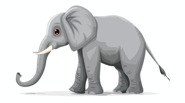 Cartoon large elephant Flat vector isolated on white