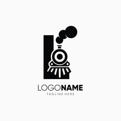 Letter L Train Locomotive Transport Logo Design Vector Icon Graphic Emblem Symbol Illustration