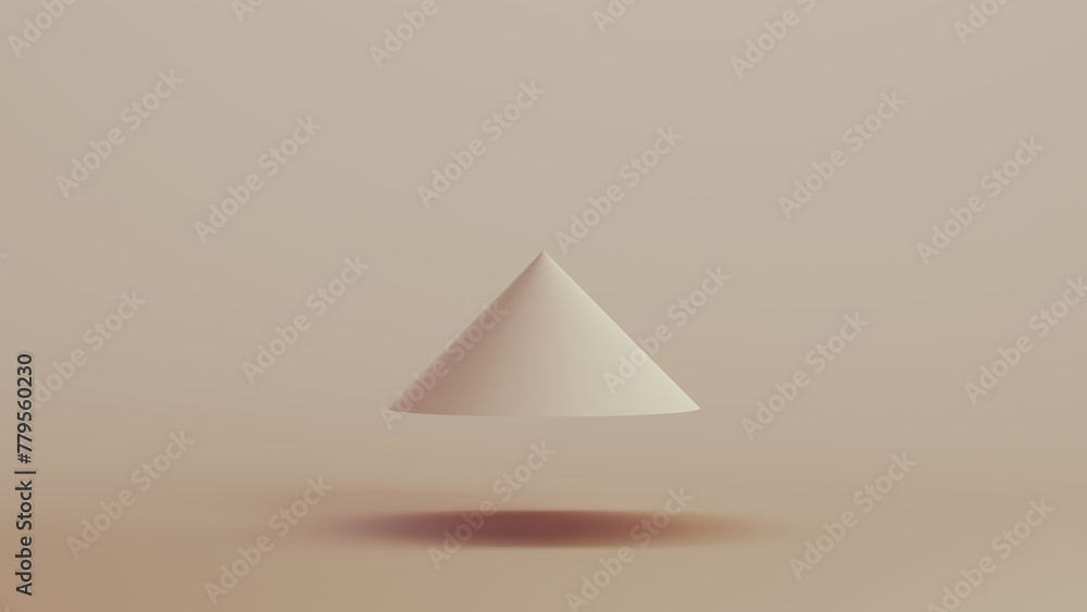 Poster cone face geometric shape solid structure neutral backgrounds soft tones beige brown 3d illustration