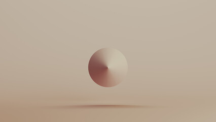 Cone face geometric shape solid structure neutral backgrounds soft tones beige brown top view 3d illustration render digital rendering