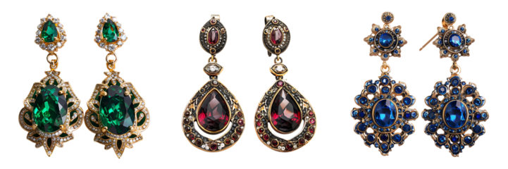 pair of earrings isolated on white or transparent background 