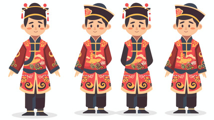 Chinese man in national dress   icon illustration on