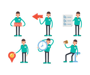 woman staff characters in various poses vector illustration