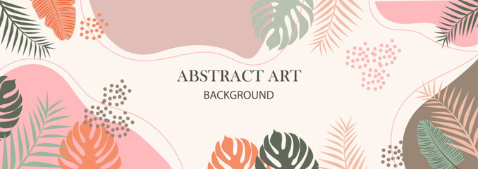 Abstract modern background for design. Minimal trendy banner or cover template design for social media advertising, promotional sale, story page. Minimal trendy style with organic shapes. Vector.