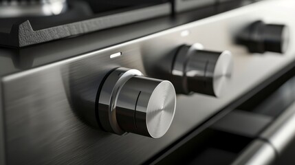 Close-up of an innovative stove knob lock design, merging inspired security features with sleek aesthetics for kitchen safety