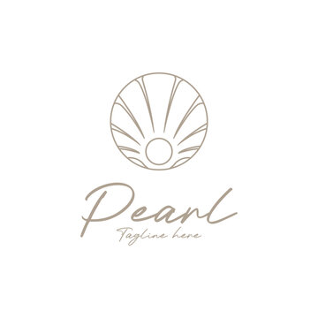 Beauty Luxury Elegant Pearl Seashell Oyster Scallop Shell logo icon vector illustration template design