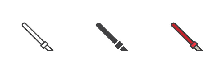 Palette knife different style icon set