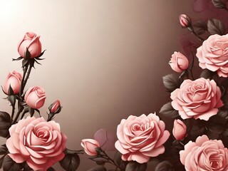 Abstract floral background with pink roses for your design with empty space for text - 779563445