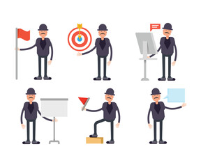 old man characters set in various poses vector illustration