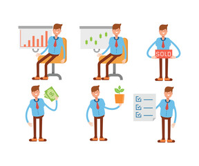 businessman characters in different poses vector set