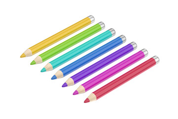 Row with colorful eye pencils on transparent background
