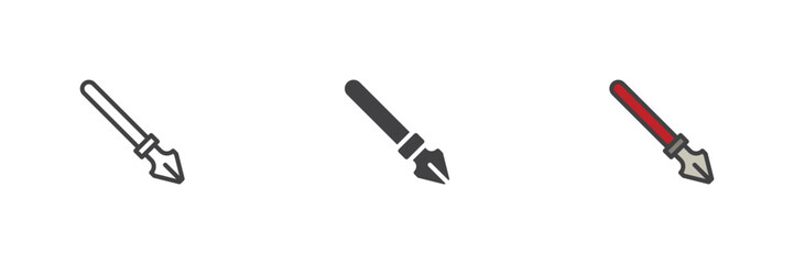 Fountain pen nib different style icon set