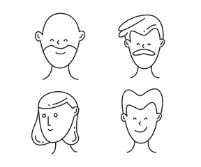comic face avatars set doodle illustration