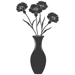 Silhouette marigold flower in the vase black color only