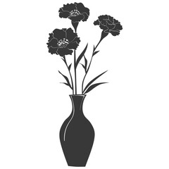 Silhouette marigold flower in the vase black color only