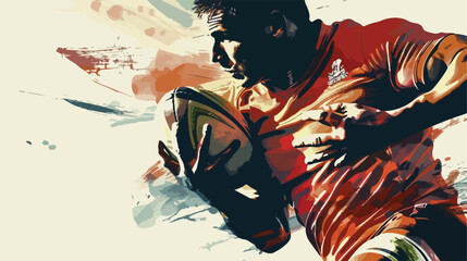 Composite image of man holding rugby ball Flat vector