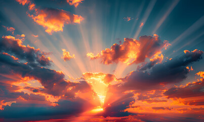 Fototapeta premium sunset in the sky, Generative AI 