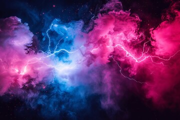 Colorful Cloud With Lightning and Clouds - obrazy, fototapety, plakaty