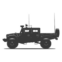 Silhouette military truck black color only