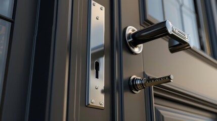 Close-up of a door latch deadlock, blending innovative design with robust security, showcasing cutting-edge protection mechanisms