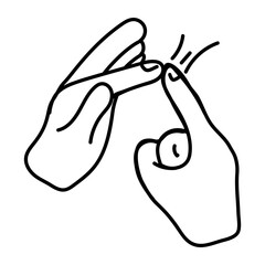 E hand spelling, doodle style icon 