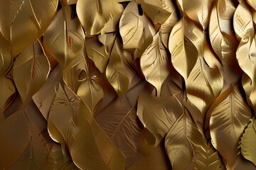 Gold leaves background Generative AI