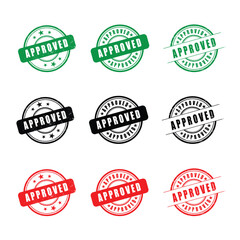 Fototapeta premium The design of the round stamps of quality, paid, original, and approved. Stamps to designate a quality product, paid, original. Vector illustration. set of different stamps. 