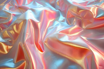 a bed of silver sheets covered in pink satin is seen